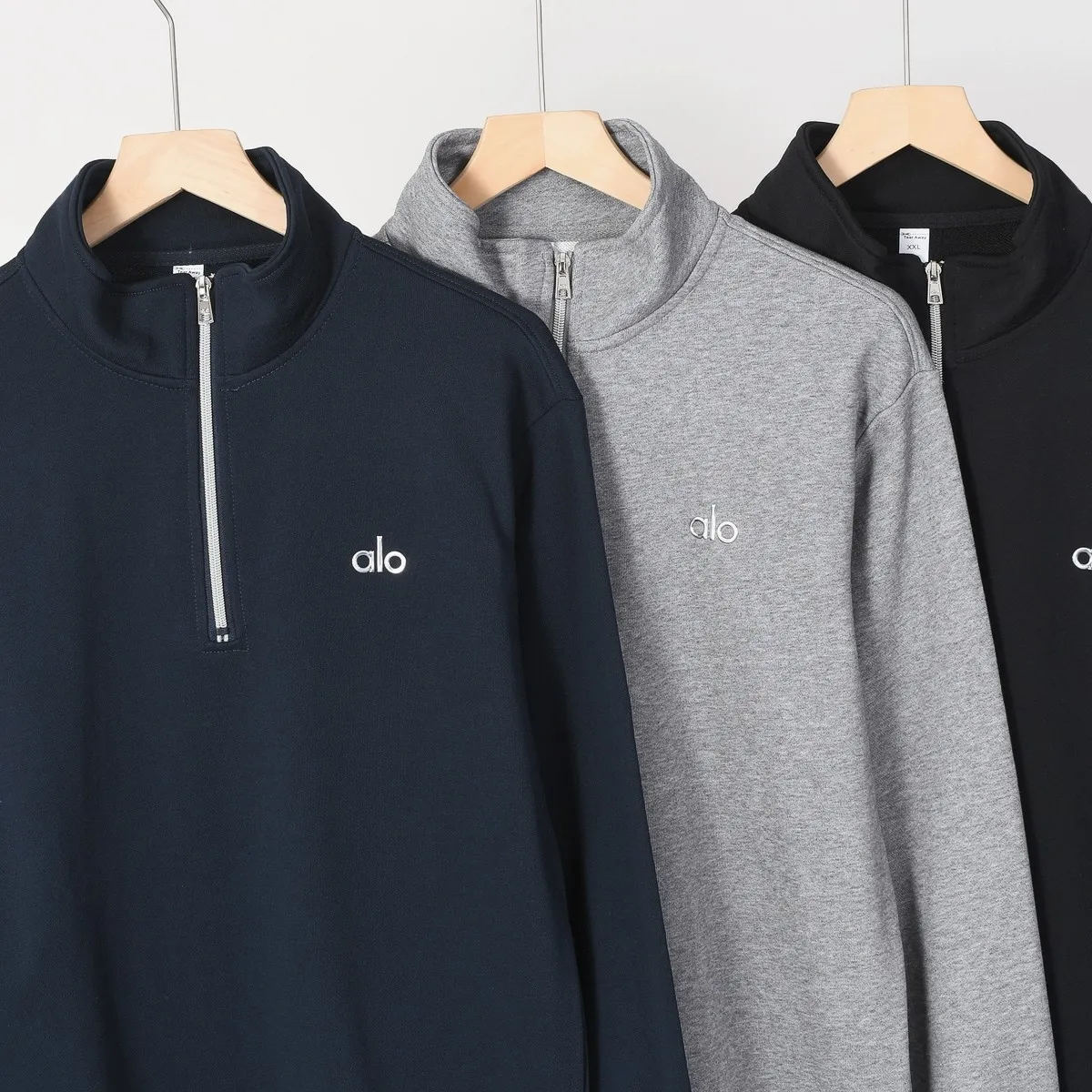P210 606#alo half-pull stand-up collar sweatshirt Color: Black Gray Royal Blue Size: M-XXL Fabric: 350g cotton terry